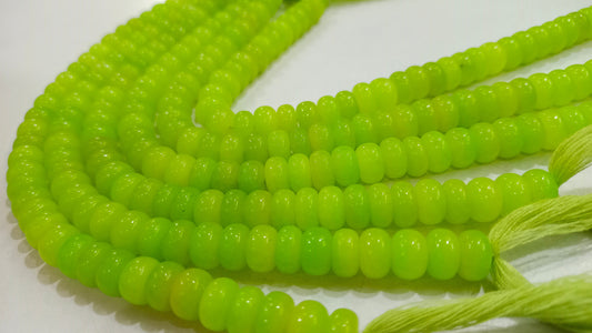 Natural Green Chalcedony Rondelle Plain Smooth 8mm Gemstone Beads Sold per Strand 8 inches Long Great Quality Jewelry Making Beads