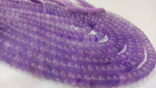 Natural Lavender Chalcedony Rondelle Plain Smooth 6mm Gemstone Beads Sold Per strand 8 Inches Long Jewelry Making Beads