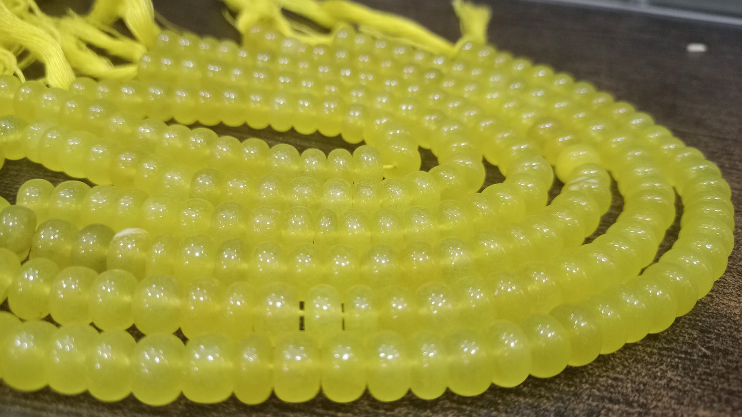 Natural yellow Onyx Rondelle Plain Smooth 8mm Gemstone Beads Sold Per Strand 8 inches Long