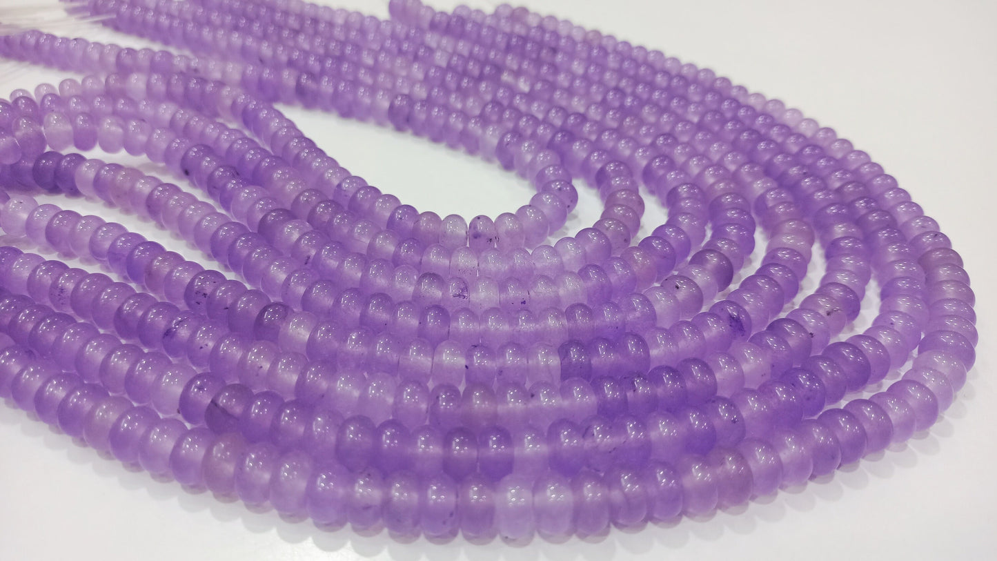 Natural Lavender Chalcedony Rondelle Plain Smooth 8mm Gemstone Beads Sold Per strand 8 Inches Long Jewelry Making Beads