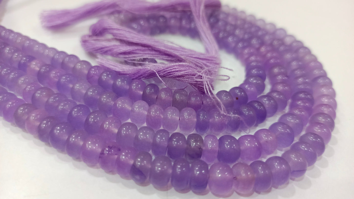 Natural Lavender Chalcedony Rondelle Plain Smooth 6mm Gemstone Beads Sold Per strand 8 Inches Long Jewelry Making Beads