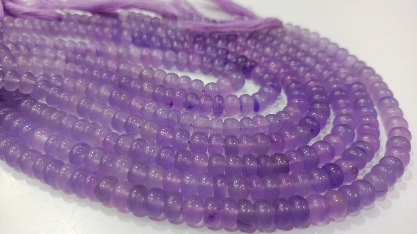 Natural Lavender Chalcedony Rondelle Plain Smooth 6mm Gemstone Beads Sold Per strand 8 Inches Long Jewelry Making Beads