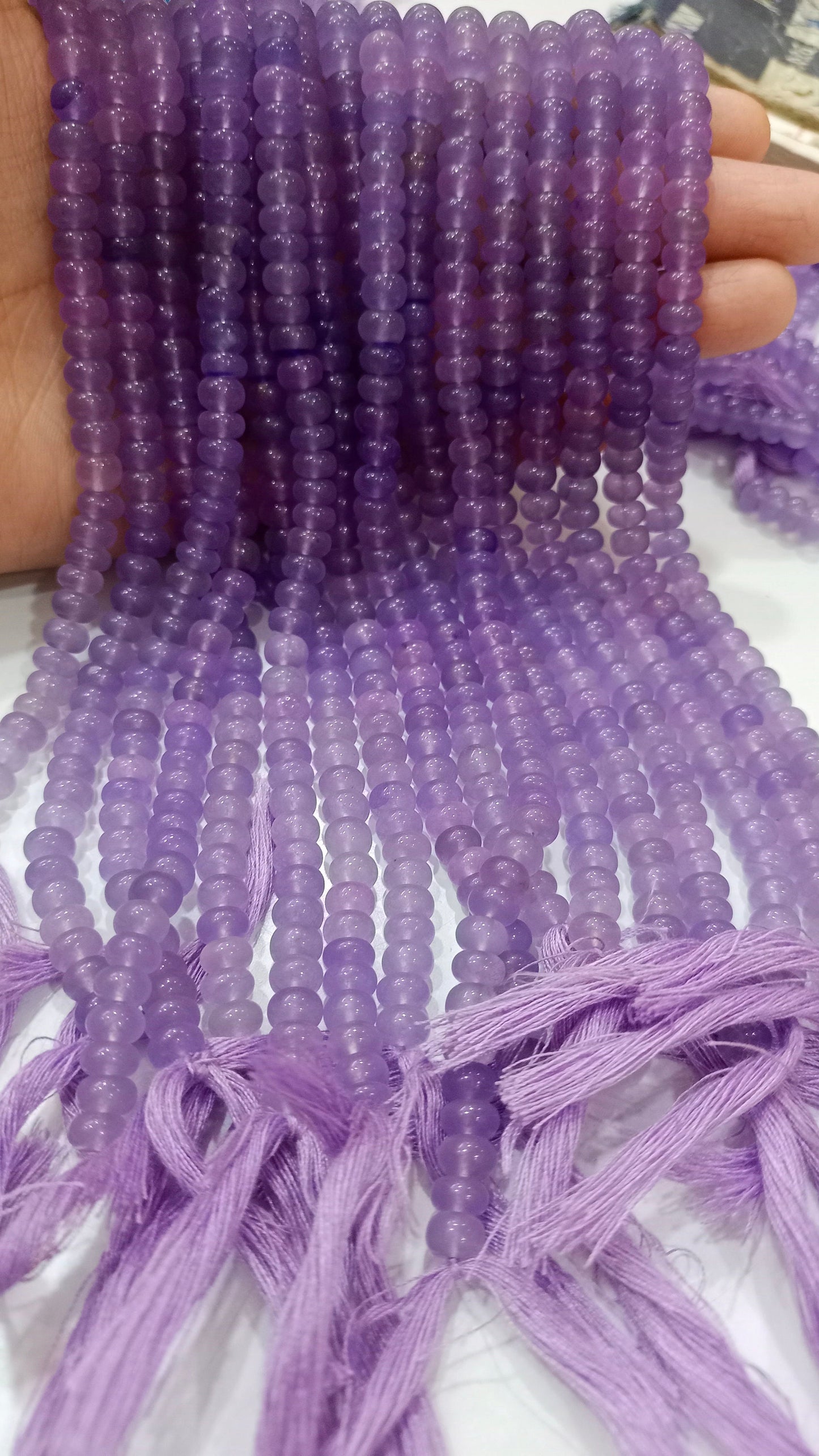 Natural Lavender Chalcedony Rondelle Plain Smooth 6mm Gemstone Beads Sold Per strand 8 Inches Long Jewelry Making Beads