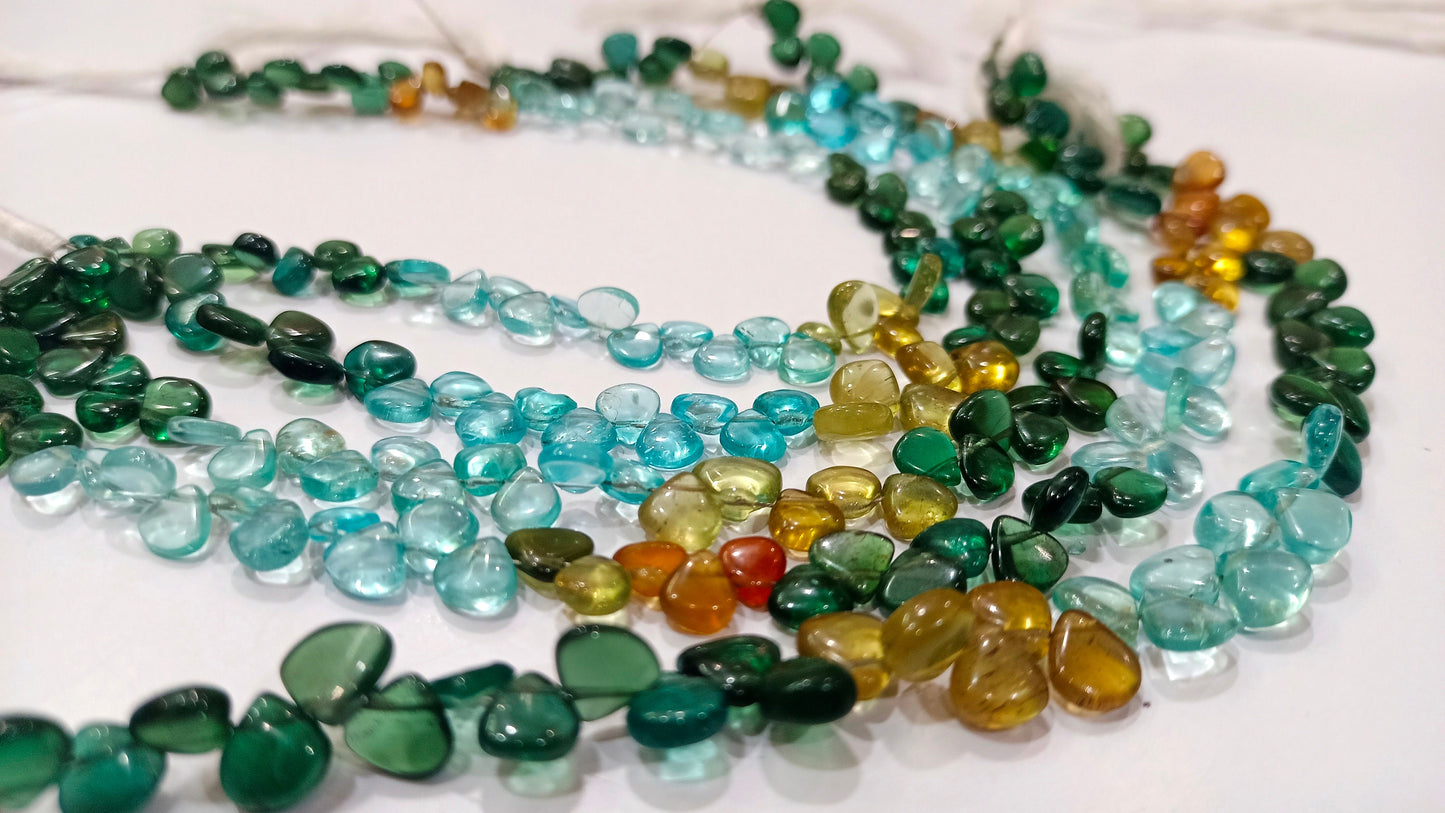 Natural Multi Apatite Heart Shape Plain Smooth Gemstone   Beads Sold Per Strand  8 Inch Long