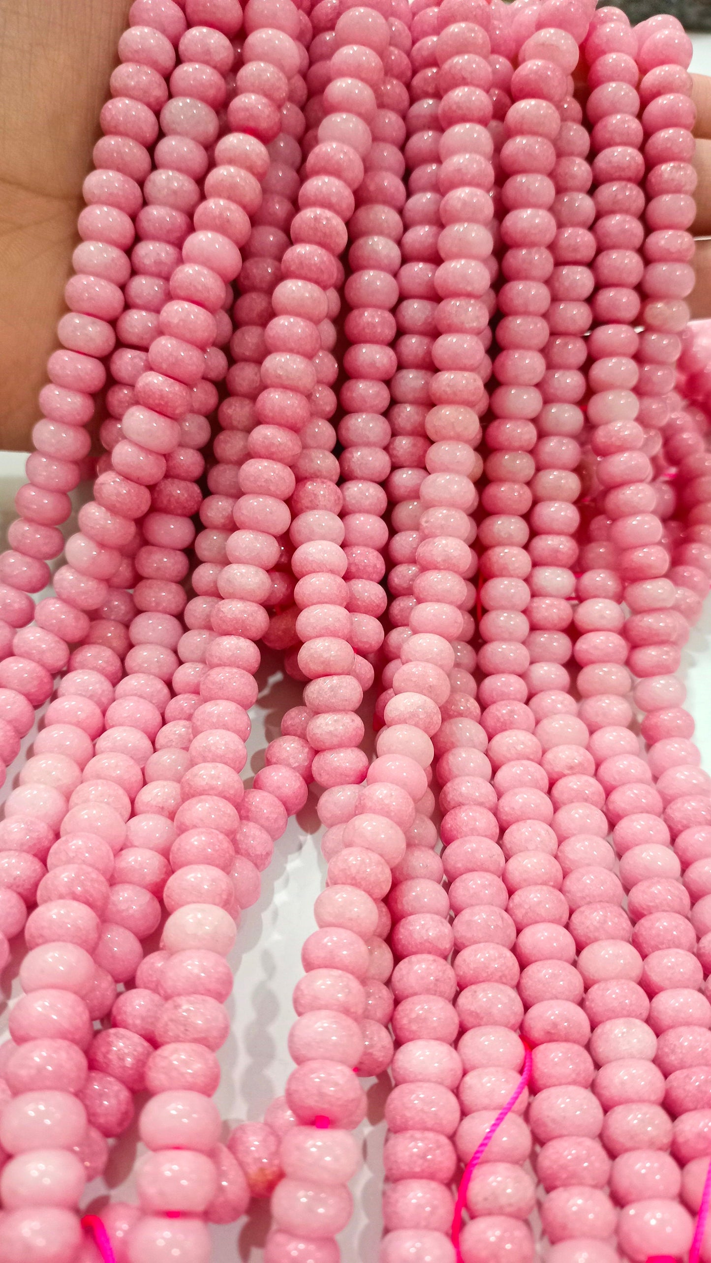 Natural Pink Chalcedony Rondelle Plain Smooth 8mm Gemstone Beads Sold Per strand 8 Inches Long Great Quality Beads