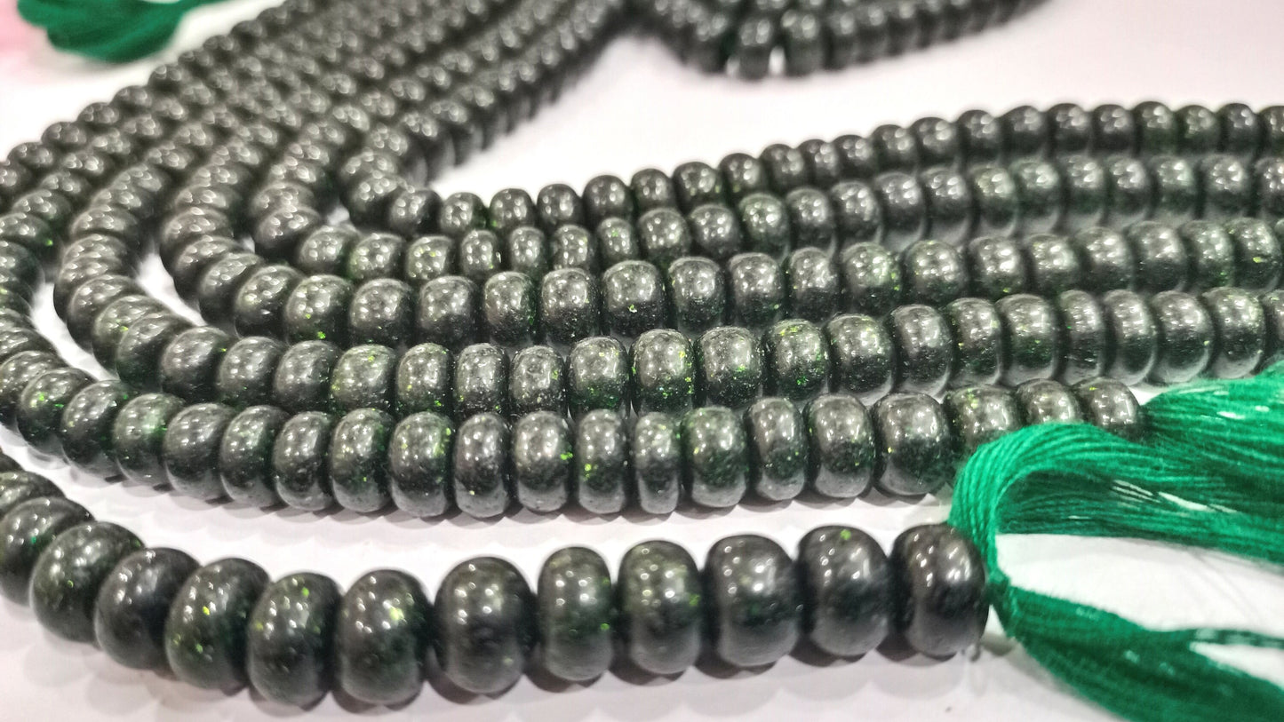 Natural Green  Sandstone Rondelle Plain Smooth 8mm Beads sold Per Strand 8 inches Long Great Quality Beads