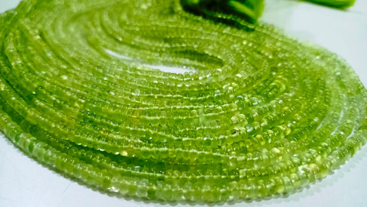 Natural Prehnite Rondelle Plain Smooth 3-4mm Beads Sold Per Strand 13 Inch Long  Best Quality Beads