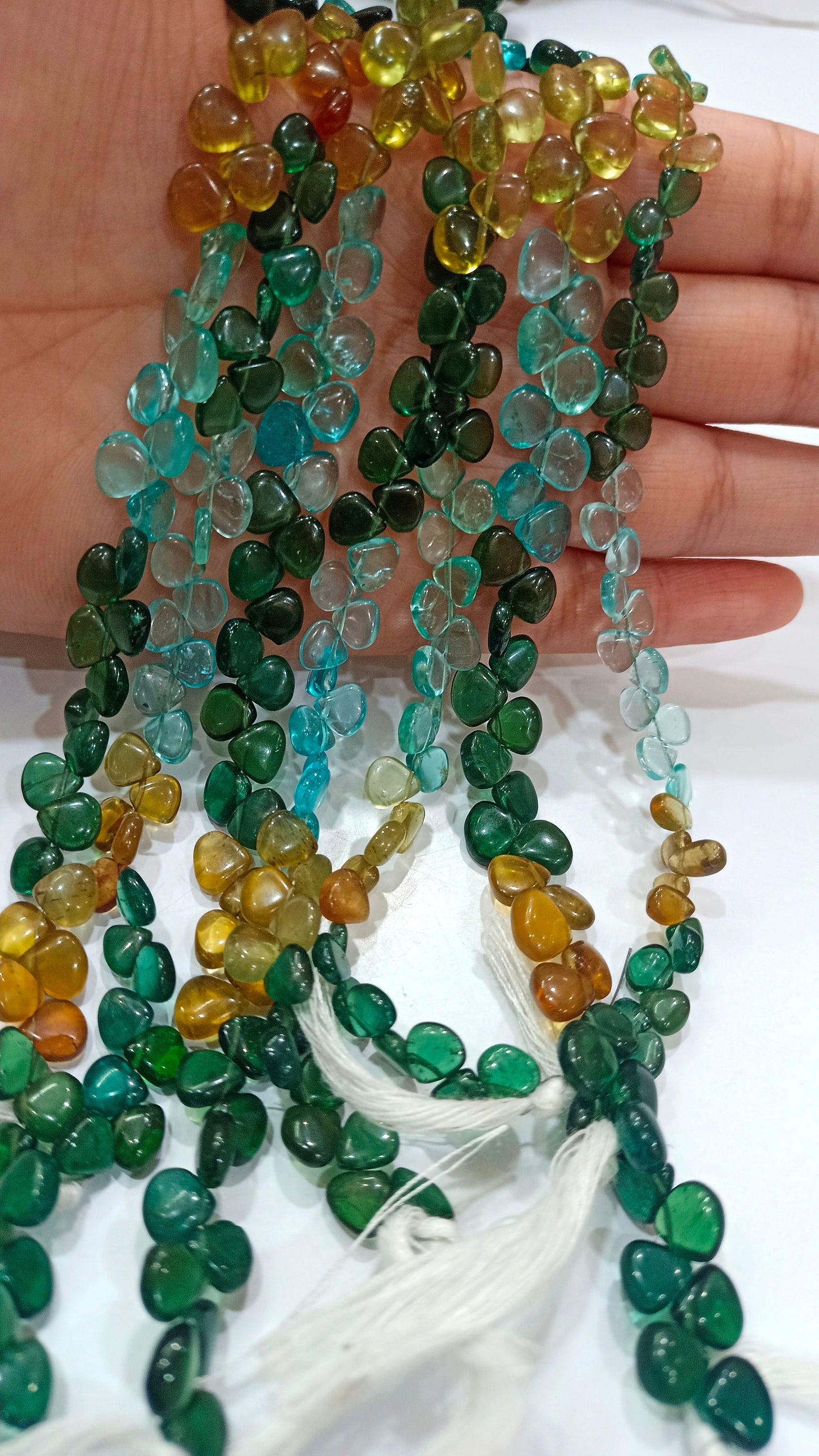 Natural Multi Apatite Heart Shape Plain Smooth Gemstone   Beads Sold Per Strand  8 Inch Long