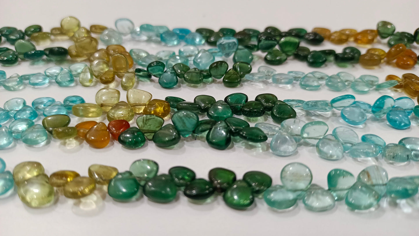 Natural Multi Apatite Heart Shape Plain Smooth Gemstone   Beads Sold Per Strand  8 Inch Long