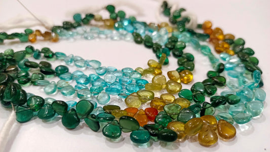 Natural Multi Apatite Heart Shape Plain Smooth Gemstone   Beads Sold Per Strand  8 Inch Long