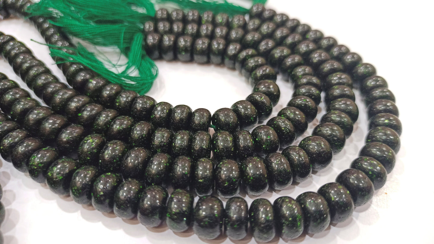Natural Green  Sandstone Rondelle Plain Smooth 8mm Beads sold Per Strand 8 inches Long Great Quality Beads