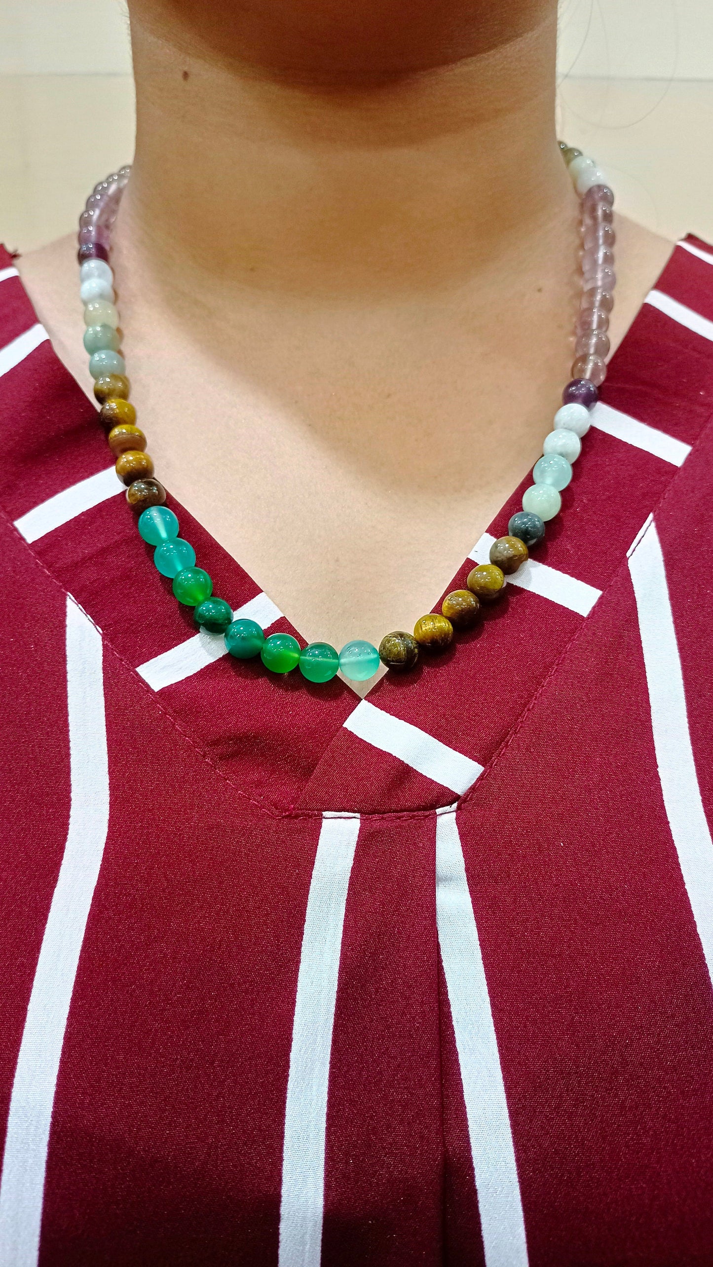Natural Multi Gemstone Round Shape Plain Smooth 8mm Beaded 20 Inches Necklace Choose Design