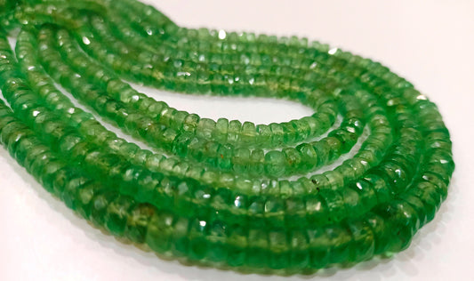 Natural Rare Green Kyanite Rondelle Faceted 5mm Gemstone Beads Sold Per Strand 8 Inches Long