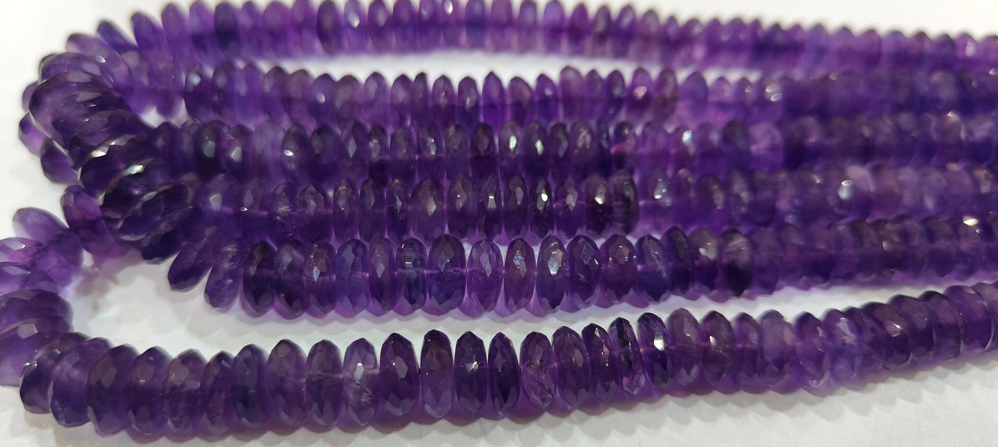 Natural Amethyst  Faceted Gemstone Beads German Cut Rondelle Shape Beads 9-12 mm Strand 8 inches long Graduated Beads