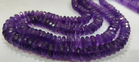 Natural Amethyst  Faceted Gemstone Beads German Cut Rondelle Shape Beads 9-12 mm Strand 8 inches long Graduated Beads