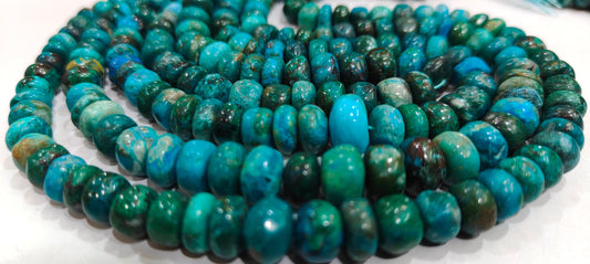 Natural Chrysocolla  5 to 10mm Rondelle Plain Smooth Graduated Beads Sold Per Strand 8 Inches Long Beads Jewelry Making Beads