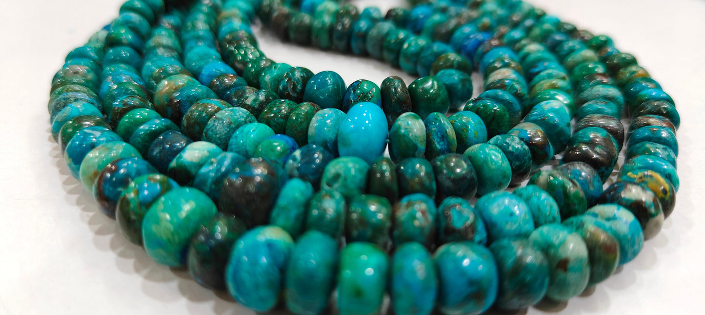Natural Chrysocolla  5 to 10mm Rondelle Plain Smooth Graduated Beads Sold Per Strand 8 Inches Long Beads Jewelry Making Beads