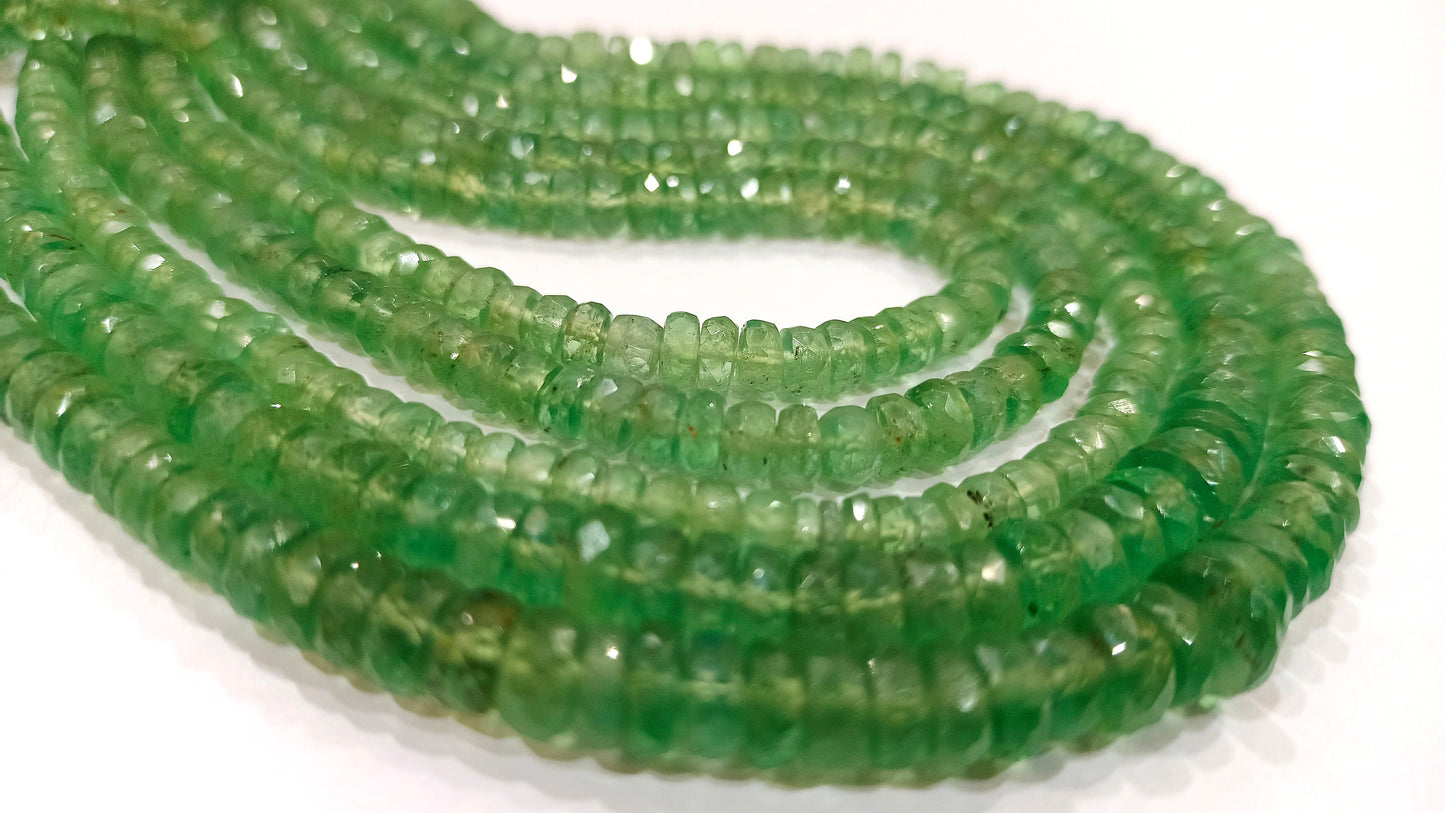 Natural Rare Green Kyanite Rondelle Faceted 5mm Gemstone Beads Sold Per Strand 8 Inches Long