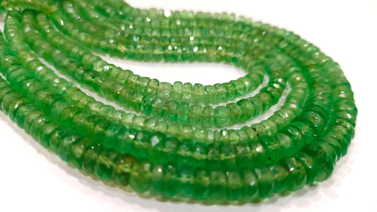 Natural Rare Green Kyanite Rondelle Faceted 5mm Gemstone Beads Sold Per Strand 8 Inches Long