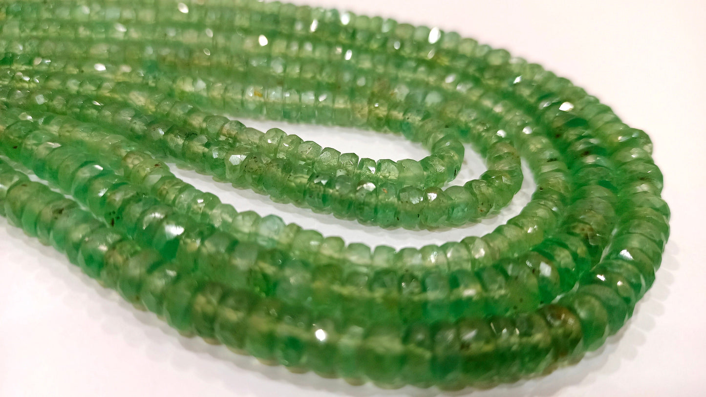 Natural Rare Green Kyanite Rondelle Faceted 5mm Gemstone Beads Sold Per Strand 8 Inches Long