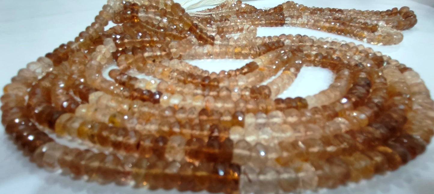 AAA Quality Natural Untreated Imperial Topaz Beads  Size 6-7mm Rondelle Faceted Beads  Strand 10 inches long Rare Gemstone Beads