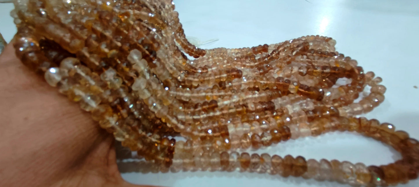 AAA Quality Natural Untreated Imperial Topaz Beads  Size 6-7mm Rondelle Faceted Beads  Strand 10 inches long Rare Gemstone Beads