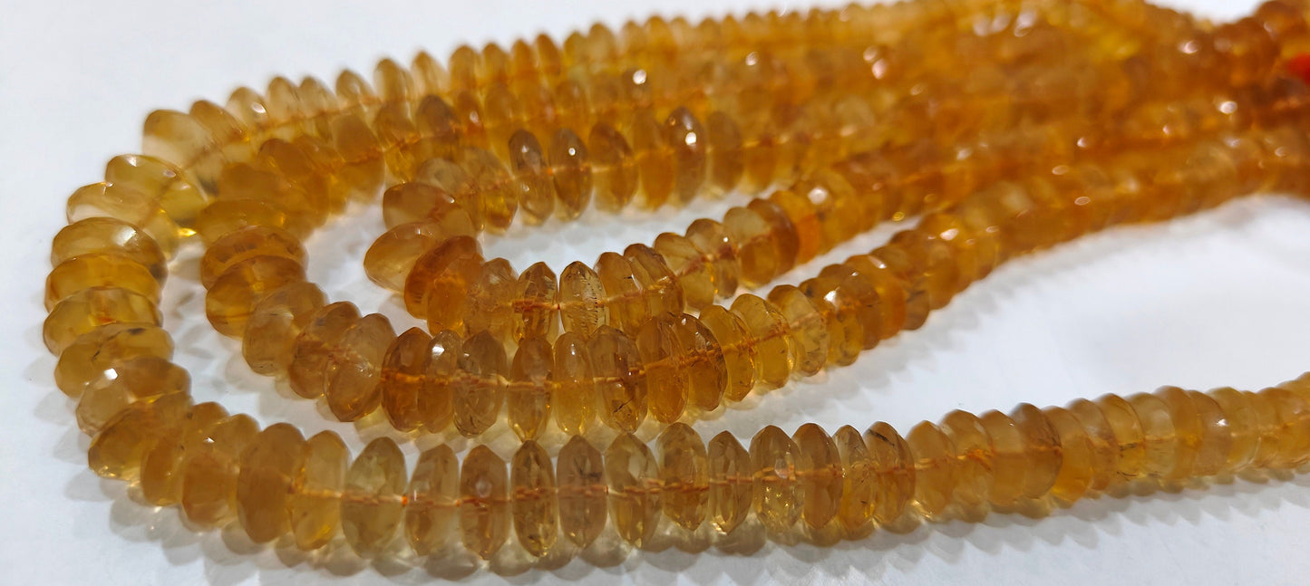 Natural Yellow Citrine Faceted Gemstone Beads German Cut Rondelle Shape Beads 9-12 mm Strand 8 inches long Graduated Beads