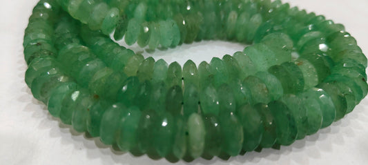 Natural Green Strawberry Quartz  Faceted Gemstone Beads German Cut Rondelle Shape Beads 9-12 mm Strand 8 inches long Graduated Beads