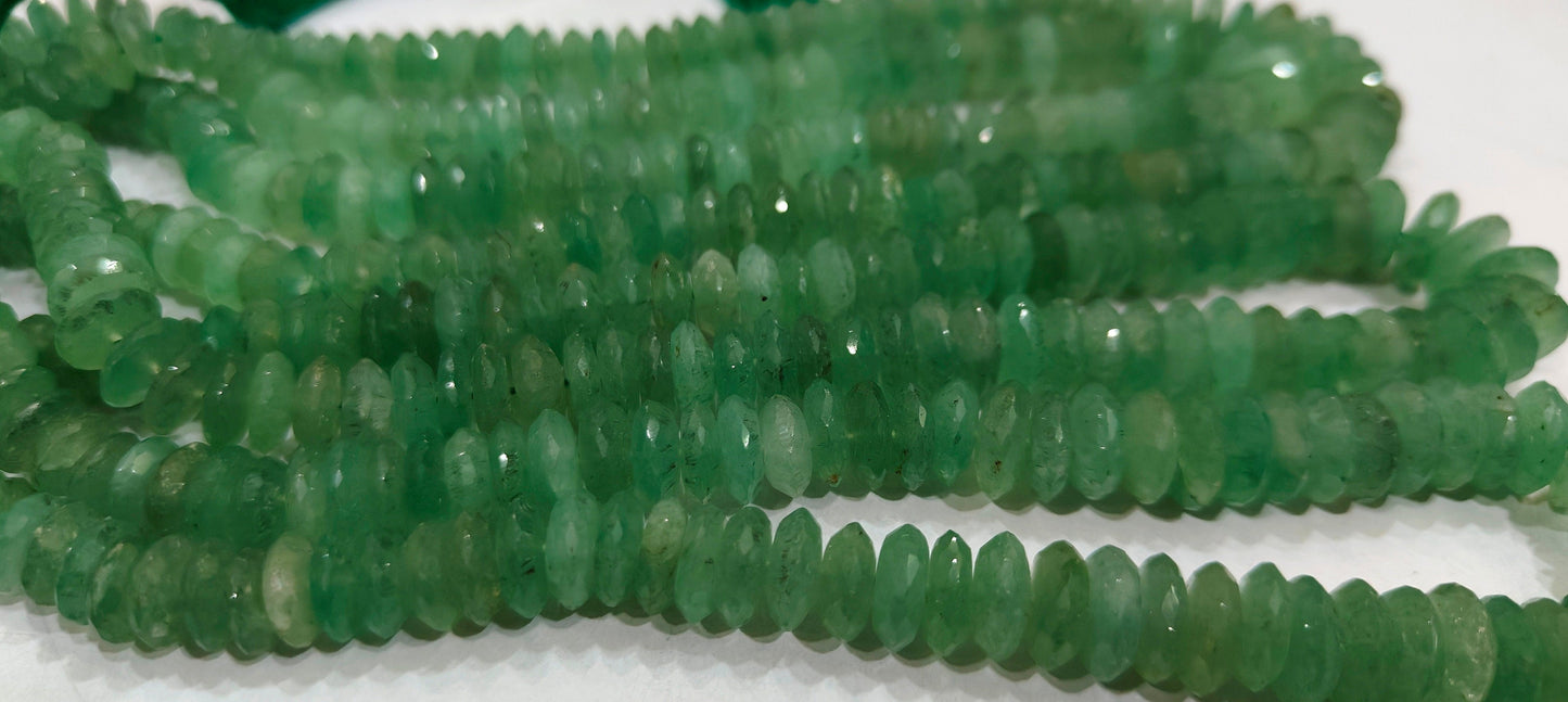 Natural Green Strawberry Quartz  Faceted Gemstone Beads German Cut Rondelle Shape Beads 9-12 mm Strand 8 inches long Graduated Beads