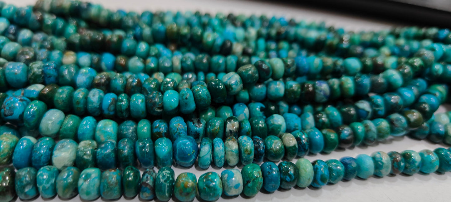Natural Chrysocolla  5 to 10mm Rondelle Plain Smooth Graduated Beads Sold Per Strand 8 Inches Long Beads Jewelry Making Beads