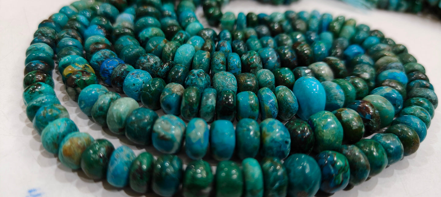 Natural Chrysocolla  5 to 10mm Rondelle Plain Smooth Graduated Beads Sold Per Strand 8 Inches Long Beads Jewelry Making Beads