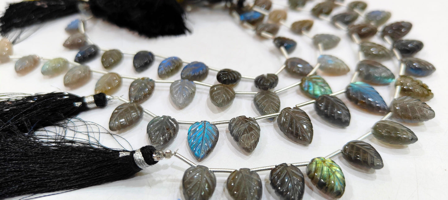 Natural Gemstone Hand Carved Leaf Shape 8x12mm to 10x15mm Briolette beads Sold per strand 8 inches long
