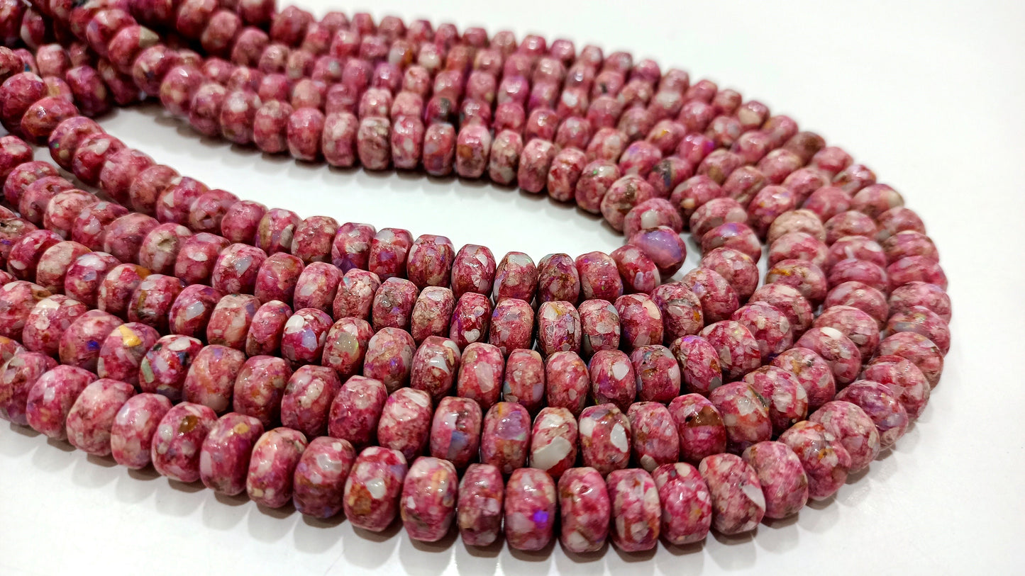Natural Pink Copper Turquoise Rondelle Plain Smooth 8mm Beads Sold Per Strand 8 inches Long beads Great Quality Beads