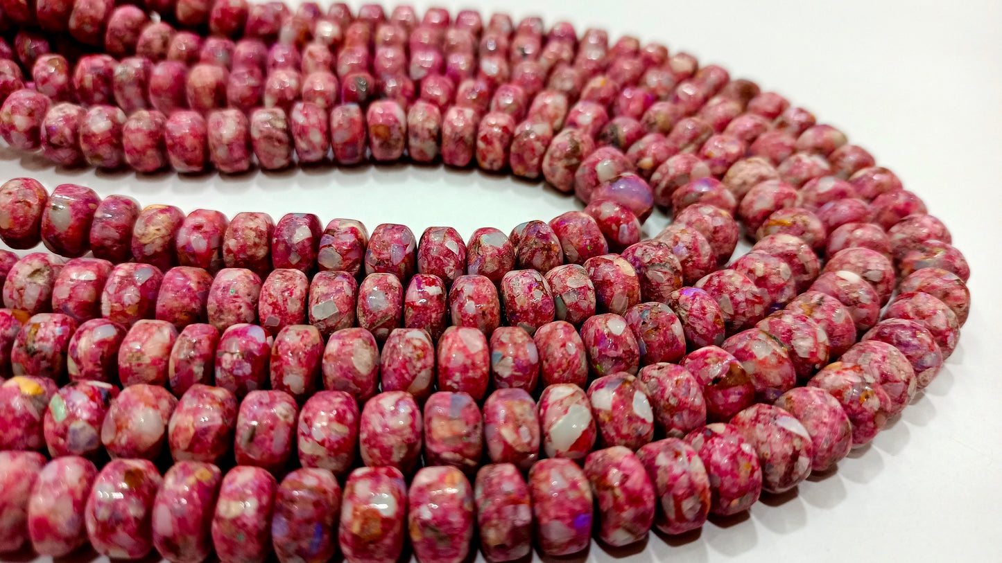 Natural Pink Copper Turquoise Rondelle Plain Smooth 8mm Beads Sold Per Strand 8 inches Long beads Great Quality Beads