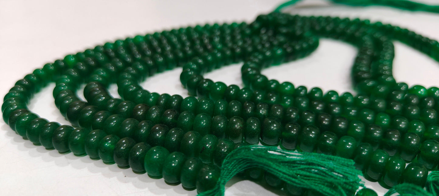 Green Jade Rondelle Plain Smooth 8mm Gemstone Beads Sold Per Strand 8 Inches Long Wholesale Beads