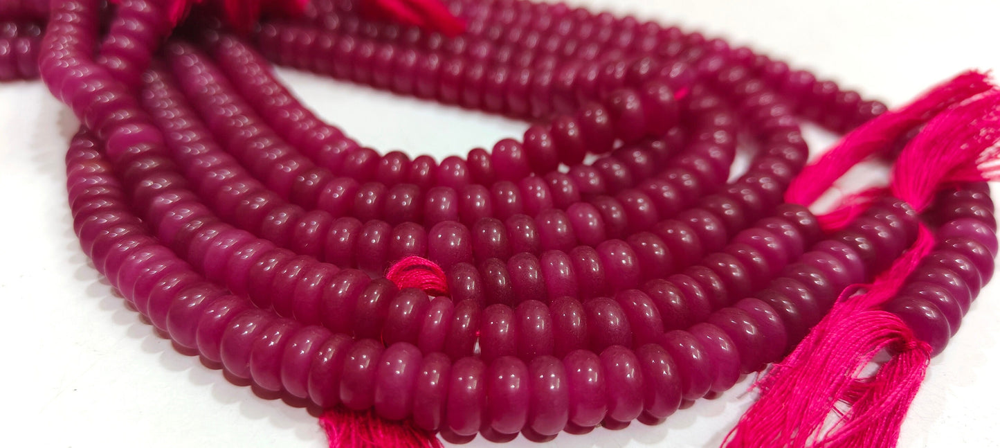 Ruby Jade Rondelle Plain Smooth 8mm Gemstone Beads Sold Per Strand 8 Inches Long Wholesale Beads