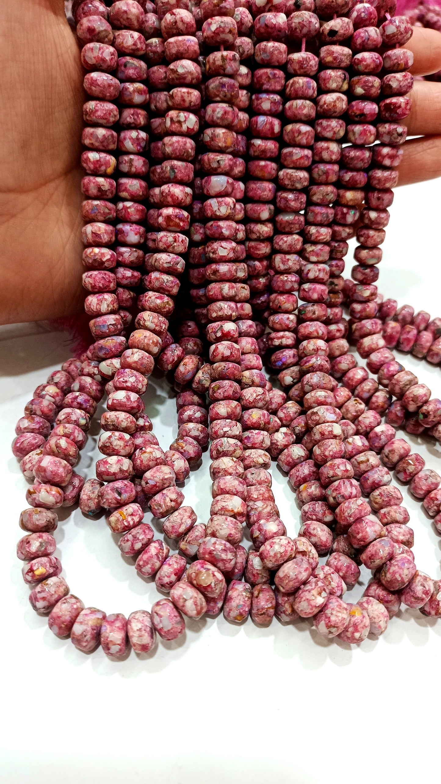 Natural Pink Copper Turquoise Rondelle Plain Smooth 8mm Beads Sold Per Strand 8 inches Long beads Great Quality Beads