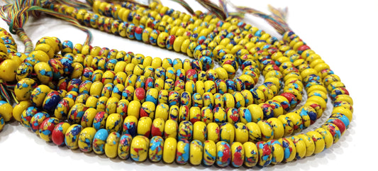 Fordite Agate Multi Color Gemstone Rondelle Plain Smooth Beads Sold per Strand 8 inches Long Necklace and bracelet Making Beads choose size