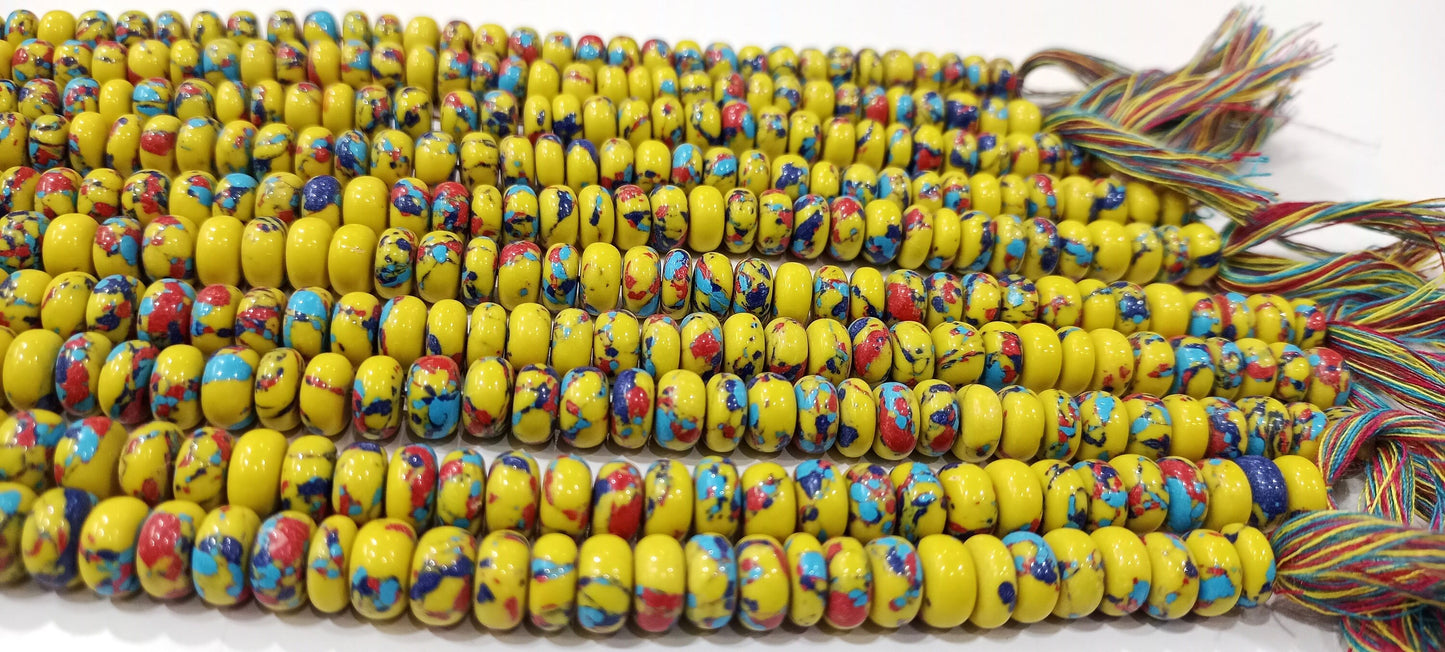 Fordite Agate Multi Color Gemstone Rondelle Plain Smooth Beads Sold per Strand 8 inches Long Necklace and bracelet Making Beads choose size