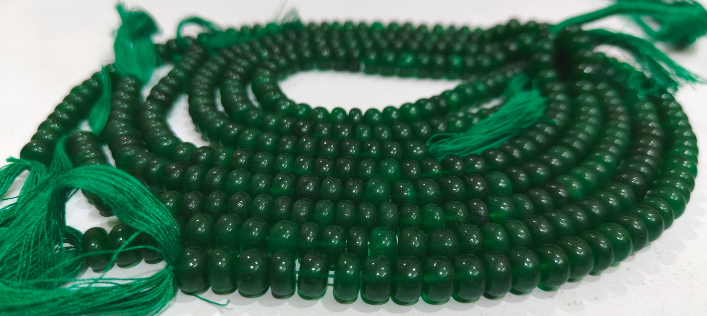 Green Jade Rondelle Plain Smooth 8mm Gemstone Beads Sold Per Strand 8 Inches Long Wholesale Beads