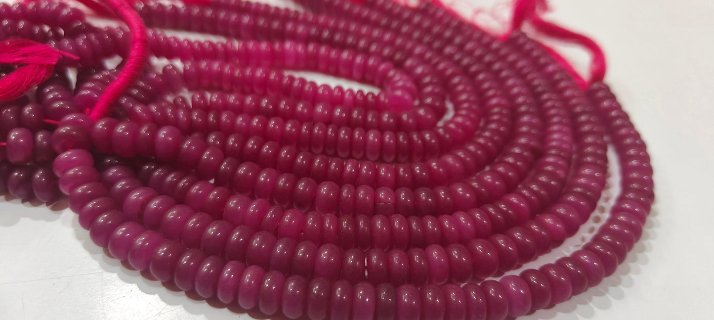 Ruby Jade Rondelle Plain Smooth 8mm Gemstone Beads Sold Per Strand 8 Inches Long Wholesale Beads