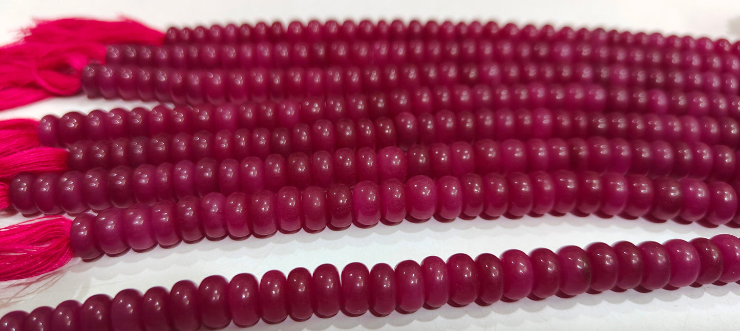 Ruby Jade Rondelle Plain Smooth 8mm Gemstone Beads Sold Per Strand 8 Inches Long Wholesale Beads