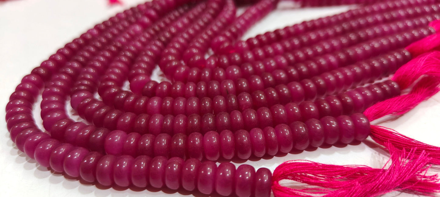 Ruby Jade Rondelle Plain Smooth 8mm Gemstone Beads Sold Per Strand 8 Inches Long Wholesale Beads