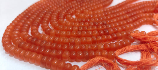 Natural Light Orange Chalcedony Rondelle Plain Smooth 6mm Gemstone Beads Sold Per Strand 8 Inches Long
