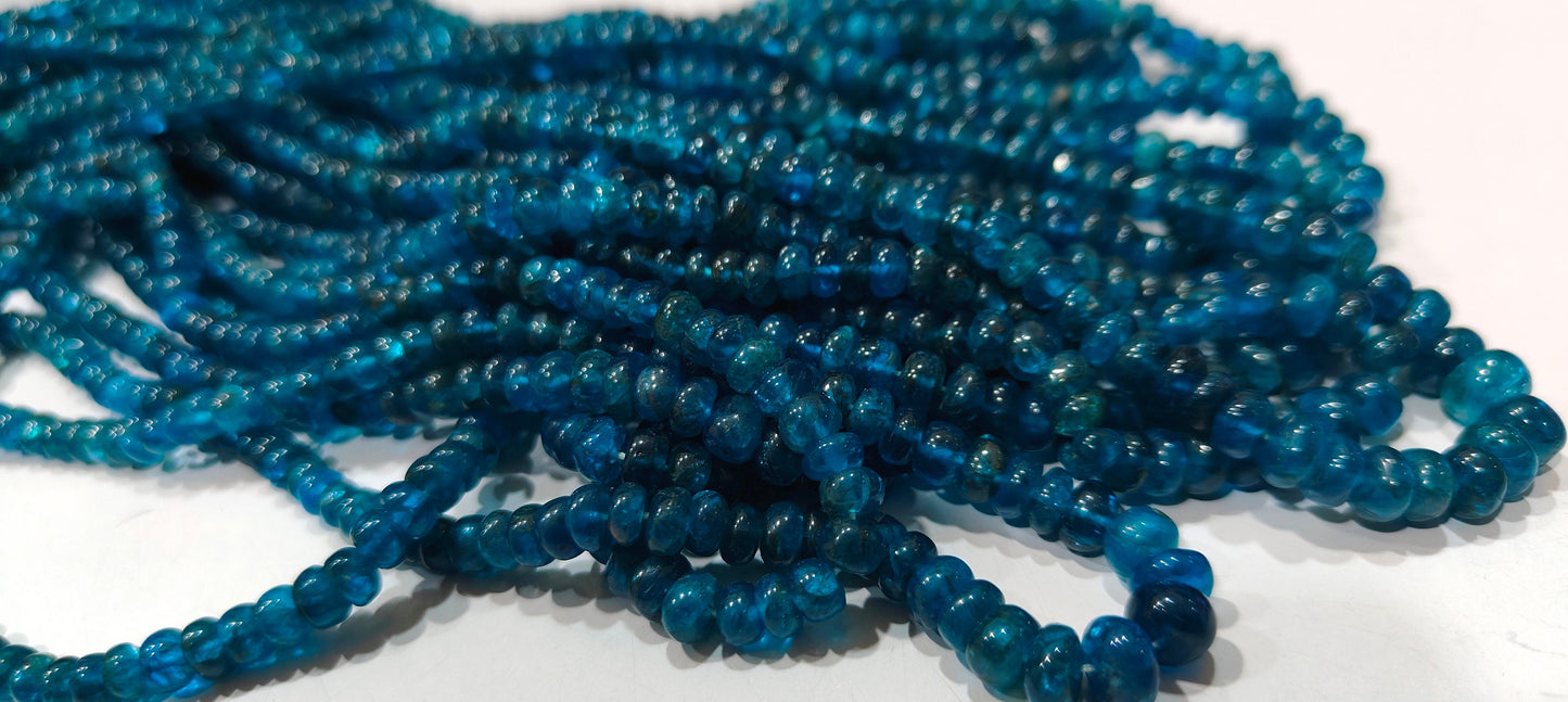 Natural Neon Apatite Plain Smooth 5-6mm Rondelle Shape Beads Sold Per Strand 8 Inch Long Jewelry Making beads