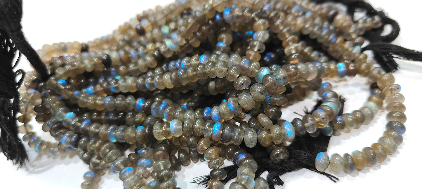Natural Blue Flashy Labradorite 6-7mm Beads Rondelle Plain Smooth Beads Sold Per Strand 8 Inch Long Jewelry Making Beads