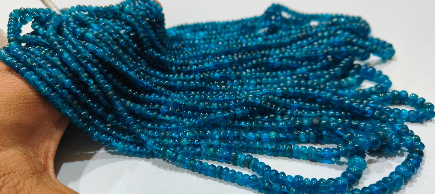 Natural Neon Apatite Plain Smooth 5-6mm Rondelle Shape Beads Sold Per Strand 8 Inch Long Jewelry Making beads