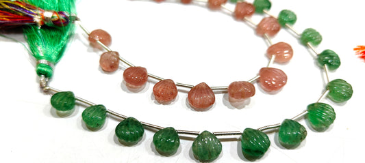 Natural Gemstones Hand Carved Heart Shape 8-9mm  Briolette beads Sold per strand 8 inches long Jewelry making beads