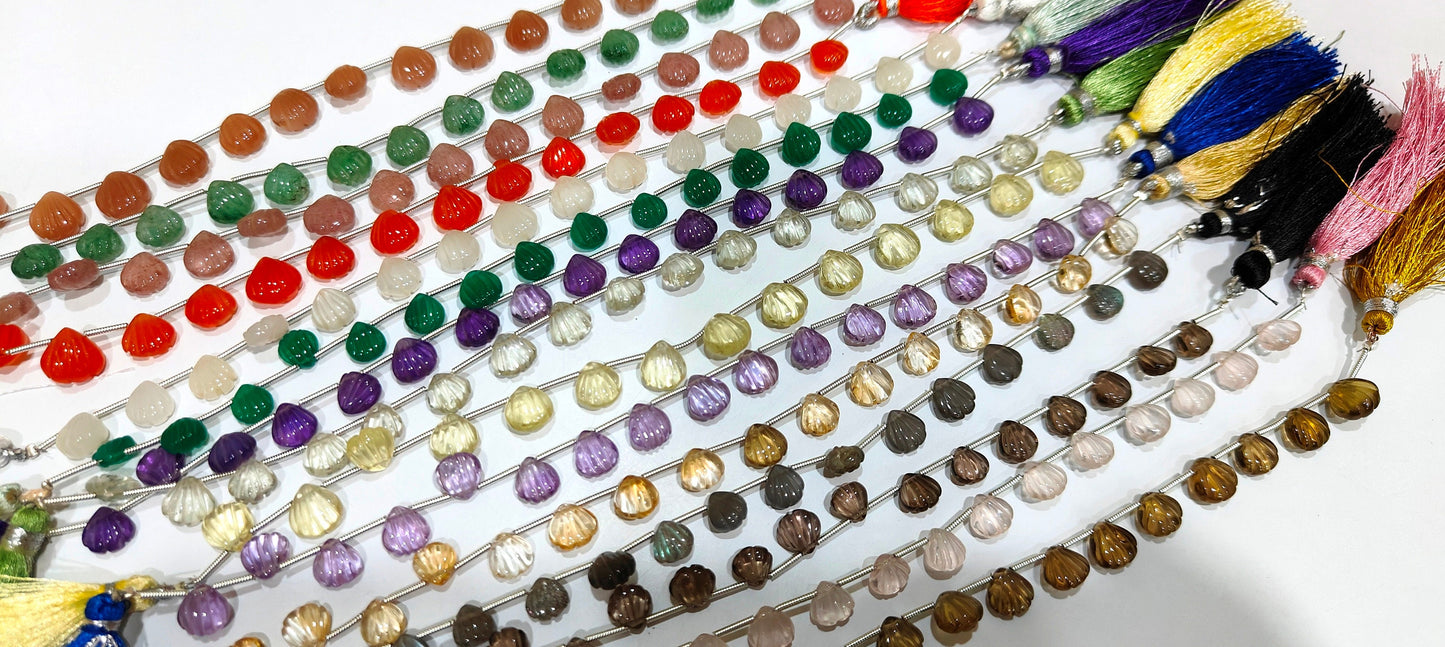 Natural Gemstones Hand Carved Heart Shape 8-9mm  Briolette beads Sold per strand 8 inches long Jewelry making beads