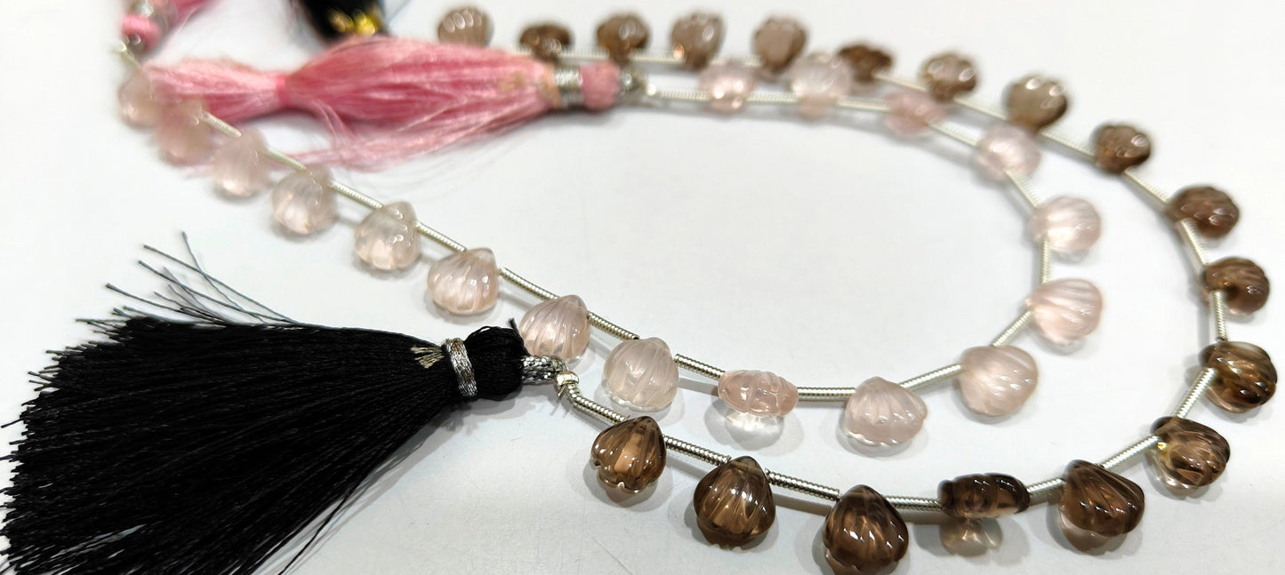 Natural Gemstones Hand Carved Heart Shape 8-9mm  Briolette beads Sold per strand 8 inches long Jewelry making beads